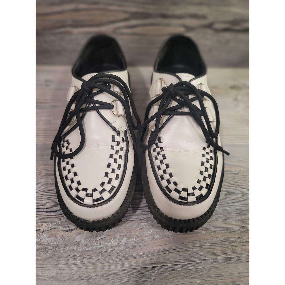 Demonin white checkered leather Creeper shoes 7 excellent shape